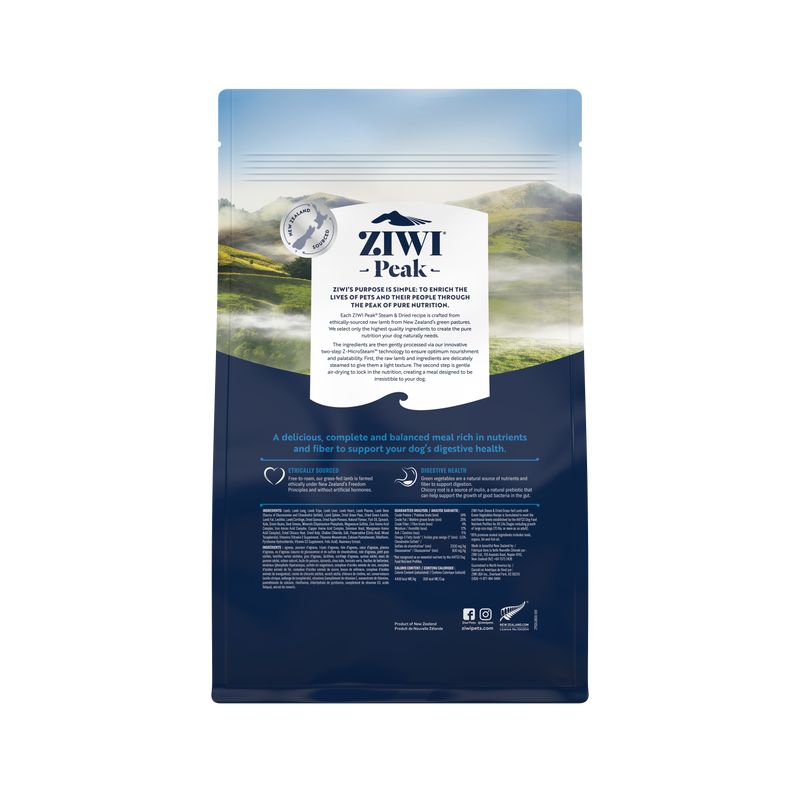 Ziwi Peak - Steam & Dried - Grass-fed Lamb with Green Vegetables