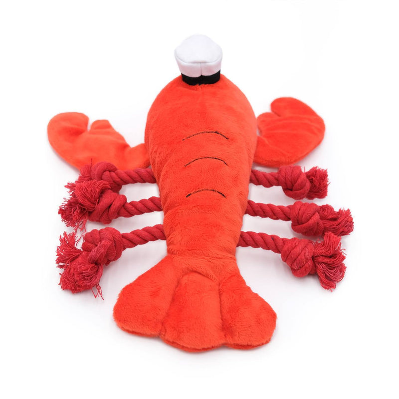 Zippy Paws - Playful Pal Plush Squeaker Rope Dog Toy - Luca the Lobster