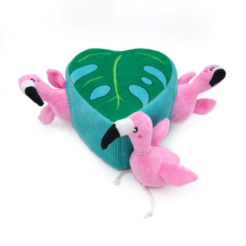 Zippy Paws - Flamingos in Monstera Leaf Burrow