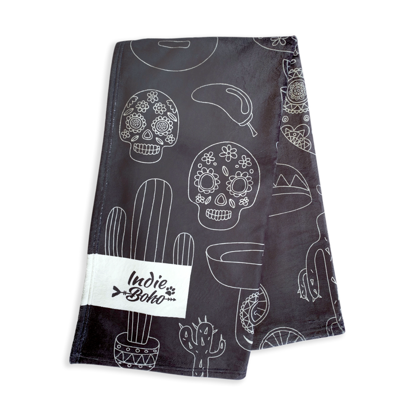 Indie Boho - Pet Blanket - Mexican Skulls