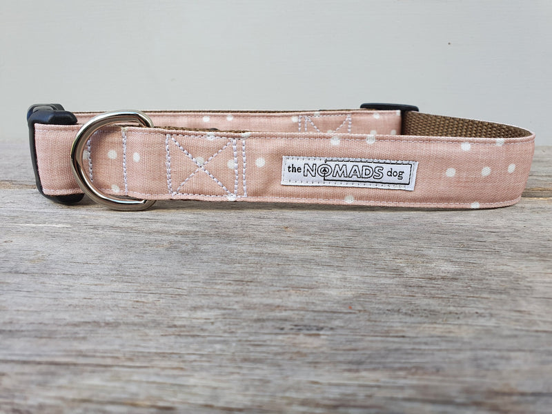 The Nomad's Dog - Spotty Blush Canvas Fabric Dog Collar